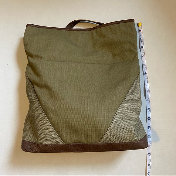 Helen Kaminski  women’s green canvas raffia and leather trimmed fold over purse - Picture 14 of 16